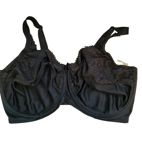 Lilyette By Bali Minimizer Bra 40DDD Underwire Full Coverage Black Lace Trim - Picture 1 of 6